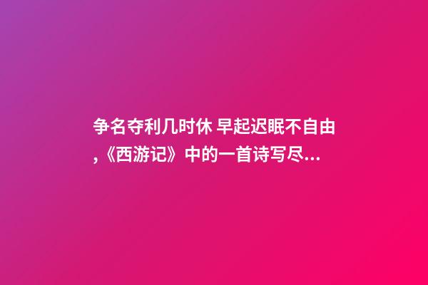 争名夺利几时休 早起迟眠不自由,《西游记》中的一首诗写尽世间百态-第1张-观点-玄机派